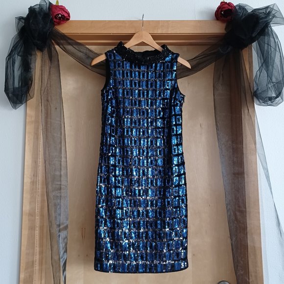 PER SE by Carlisle Blue & Black Cocktail Dress_2 - Picture 1 of 8